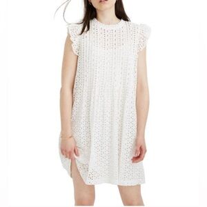 Madewell Eyelet Ruffle Sleeve Pintuck Mini Dress, Size XS